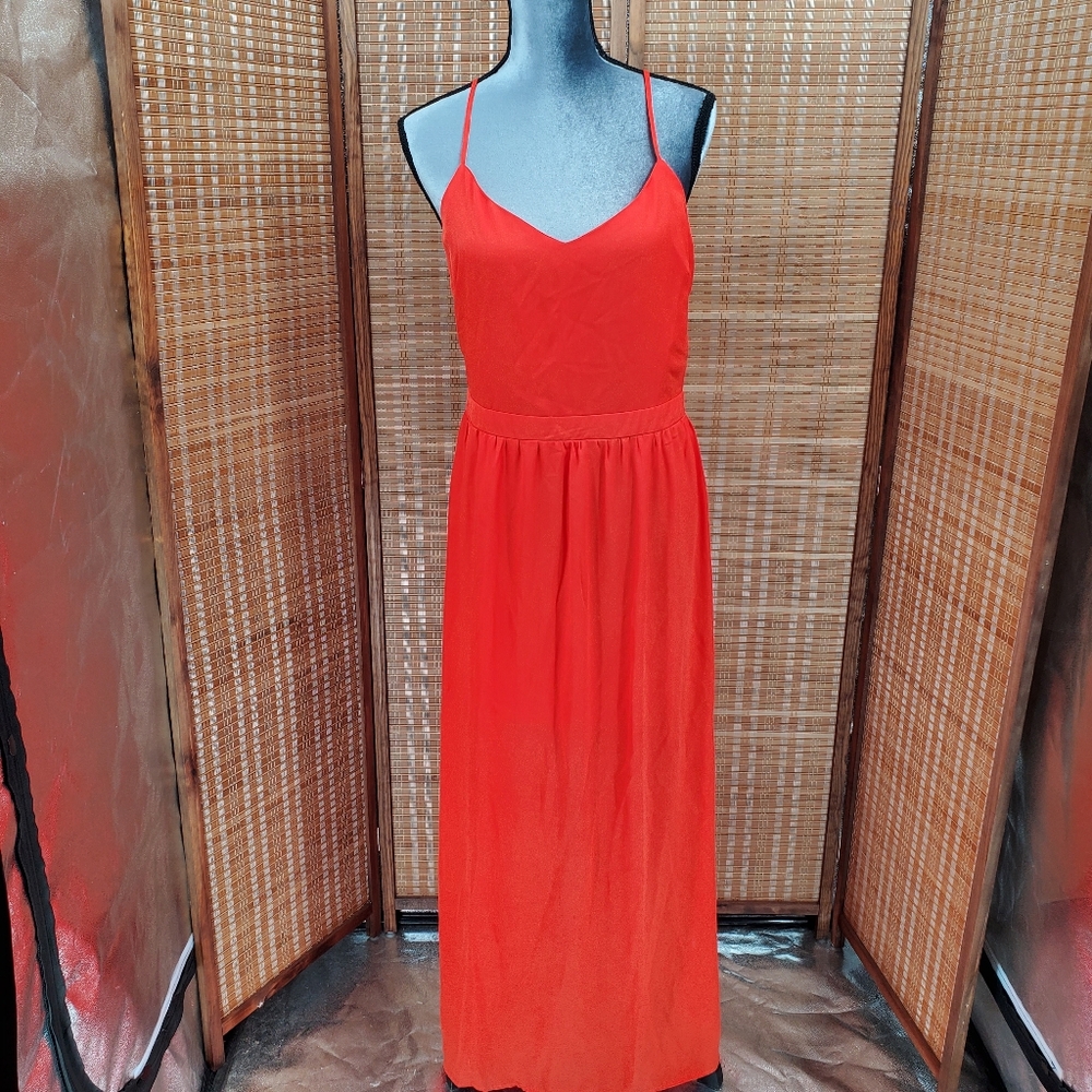 ♧ Sans Souci Red Sleeveless Maxi Dress with Cut Outs Size Large